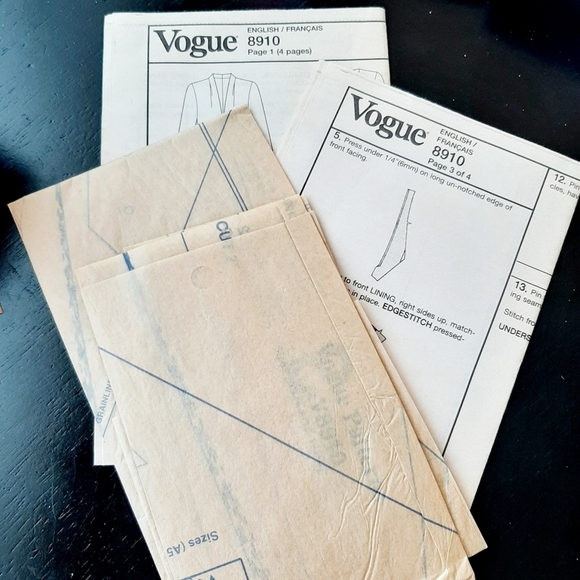 VOGUE PATTERN V8910 JACKET PATTERN - Picture 6 of 8